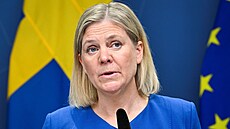 Švédská premiérka Magdalena Anderssonová oznamuje, že její země podá přihlášku...