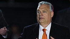 Maarský premiér Viktor Orbán bhem volebního shromádní v maarské Budapeti....