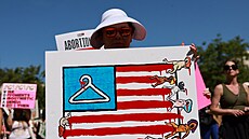 Protest za práva žen na potrat v Los Angeles. Ramínko je jedním ze znaků, který...