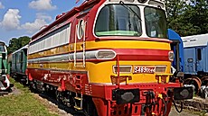 Elektrická lokomotiva 230 044 s historickým ozna�ením S 489 0044. Vyfoceno v lét� 2021 v muzeu Lu�ná u Rakovníka.