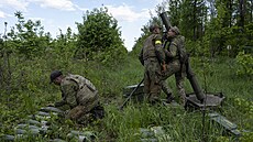 Ukrajin�tí vojáci se p�ipravují k palb� z minomet� v oblasti východního...