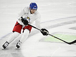 Radim �imek na tréninku �eské reprezentace.