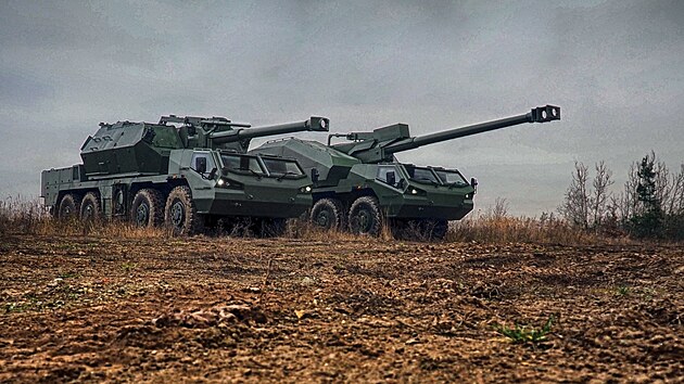 K hlavním projektům šternberského podniku Excalibur Army patří samohybná kolová houfnice DITA ráže 155 mm a houfnice DANA M2 stejné kategorie se zbraní ráže 152 mm