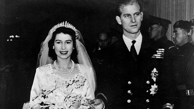 Krlovna Albta II. jet coby princezna a Philip Mountbatten se vzali v Londn 20. listopadu 1947.