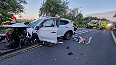 Na Českolipsku se čelně střetla dvě auta. (28. května 2022)