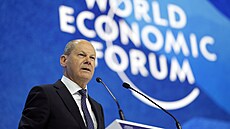 Německý kancléř Olaf Scholz vystupuje na Světovém ekonomickém fóru ve...