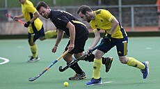 Momentka ze zápasu extraligy pozemního hokeje Plze-Litice proti Rakovníku.