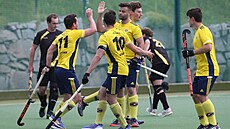 Momentka ze zápasu extraligy pozemního hokeje Plze-Litice proti Rakovníku.