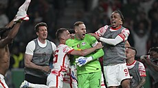 Fotbalisté Lipska se radují z vít�zství v N�meckém poháru. Ve finále zdolali...