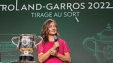 Barbora Krejíková bhem losování tenisového turnaje Rolland Garros 2022 v...