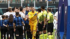 Momentka ped utkáním italské Serie A mezi Interem Milán a Sampdorií.