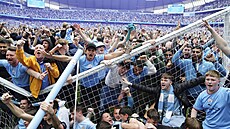 Fanouci Manchesteru City vbhli na hit oslavovat s hrái zisk titulu.