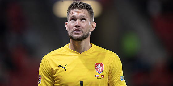 �eský branká� Tomá� Vaclík v duelu Ligy národ� proti �výcarsku.