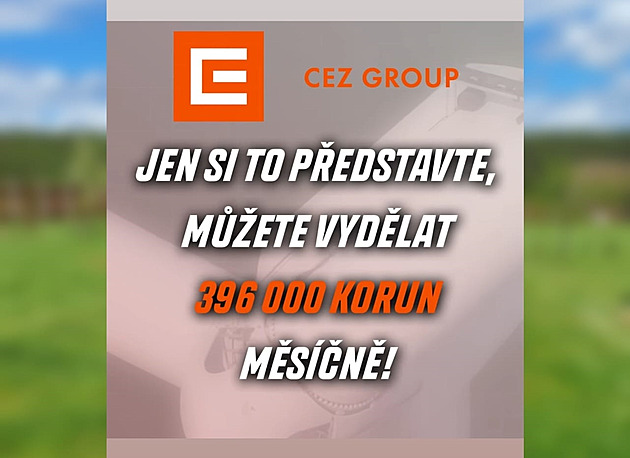 Je tu další vlna klamavých reklam. Podvodníci nyní lákají na výdělky ČEZ