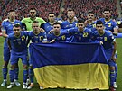Týmová fotografie fotbalist Ukrajiny ped utkáním baráe o mistrovství svta...