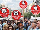 Protestní shromádní zemdlc a odborá v Praze. (8. ervna 2022)