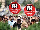 Protestní shromádní zemdlc a odborá v Praze. (8. ervna 2022)