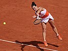Italka Martina Trevisanová podává ve tvrtfinále Roland Garros.