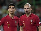 Dva portugaltí mazáci bhem duelu Ligy národ s eskem: Cristiano Ronaldo a...