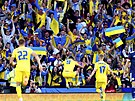 Ukrajinská radost v Hampden Parku. Ukrajintí fotbalisté v semifinále baráe o...