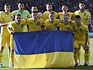 Fotbalisté Ukrajiny ped utkáním ve Skotsku.