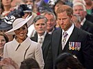 Vévodkyn Meghan a princ Harry na slavnostní bohoslub díkuvzdání u...