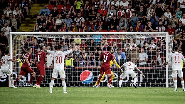 Moment druhého inkasovaného gólu českého týmu proti Španělsku.