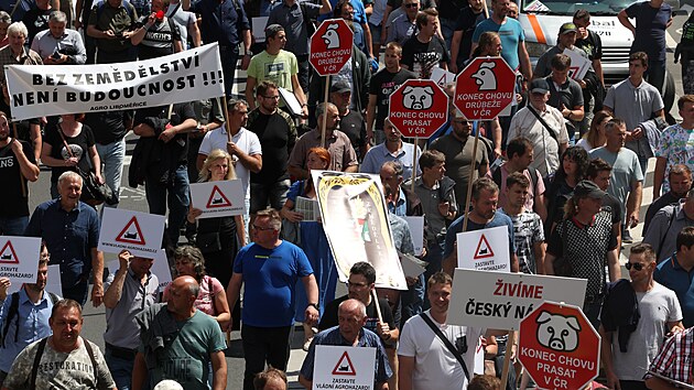 Protestn shromdn zemdlc a odbor v Praze. (8. ervna 2022)