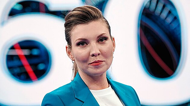 Pedn rusk propagandistka, modertorka televizn stanice Rossija-1 Olga Skabejevov. (2. kvtna 2022)