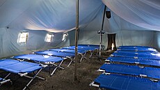 Stanové m�ste�ko pro uprchlíky v Male�icích. (1. �ervna 2022)