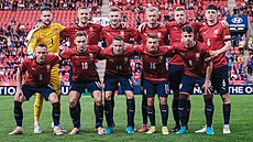Sestava eských fotbalist na utkání Ligy národ proti výcarsku.