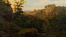 Antonín Mánes, Skalnatá krajina s pasá�kem dobytka, olej na plátn�