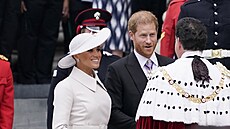 Vévodkyně Meghan a princ Harry na slavnostní bohoslužbě u příležitosti...