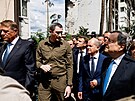 Rumunský prezident Klaus Iohannis. francouzský prezident Emmanuel Macron,...
