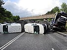 Nehoda kamionu u Vysokova na Nchodsku. (13. 6. 2022)