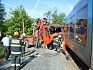 Nehoda kladovky a osobnho vlaku v Novm Hrozenkov skoila zrannm idie.