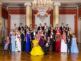 Evropské královské rodiny na letní oslav 18. narozenin norské princezny Ingrid...