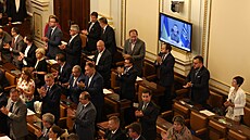 Ukrajinský prezident Ukrajinský prezident Volodymyr Zelenskyj promluvil na...