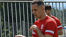 Róbert Matejov na tréninku Zbrojovky Brno.