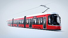 Obousmrná tramvaj typu 45T pojme 233 cestujících.