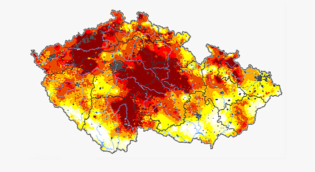 Extrémní sucho se v Česku značně rozšířilo. Přišlo v pásmu od Francie