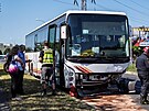 V Praze 11 se eln srazil autobus s automobilem. (23. ervna 2022)