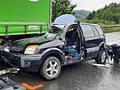 Na dálnici D5 se srazila dv osobní auta a kamion. (25. ervna 2022)