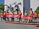 Protest klimatických aktivist� Letzte Generation (Poslední generace), kte�í...