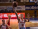 �eská basketbalistka Eli�ka Hamzová úto�í v zápase s Polskem.