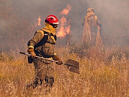 panltí hasii bojují s poáry v oblasti Pumarejo de Tera. (18. ervna 2022)