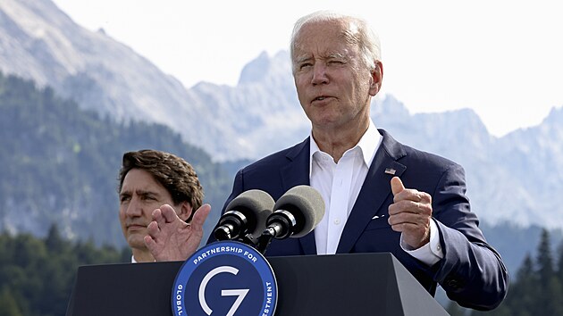 Americk prezident Joe Biden po setkn zem G7 (26. ervna 2022)