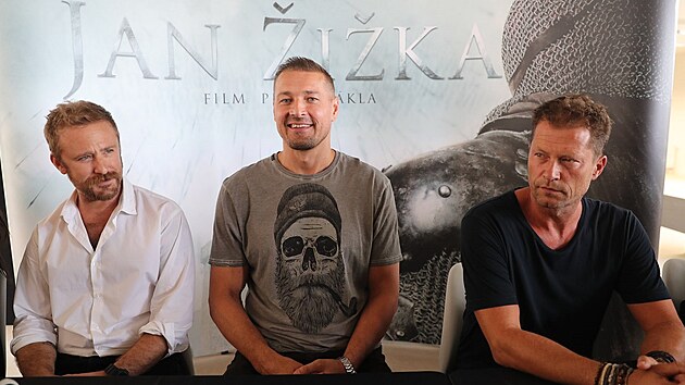Ben Foster, Petr Jkl a Til Schweiger pi prezentaci filmu Jan ika (2018)