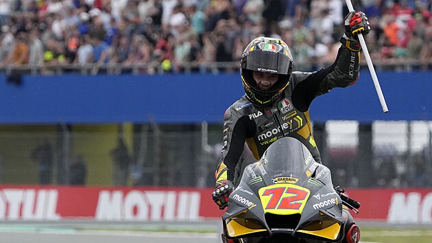 Marco Bezzecchi za cílem Velké ceny Nizozemska MotoGP