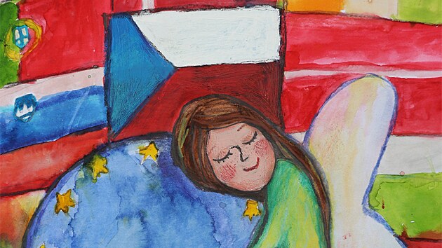kolaka Daniela Nemokov nakreslila andla, kter objm Evropskou unii a je obklopen vlajkami. Jej obrzek vyhrl sout V Evropsk unii jsme jako doma a bude na pohlednicch.